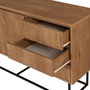 Hanah Home Consola Moderna-Industrial Nogal y Negro, Mueble con 3 Cajones y Estantes, Tablero Melamina 18mm, Patas Metálicas, Ancho 140cm Alto 72cm Fondo 36cm